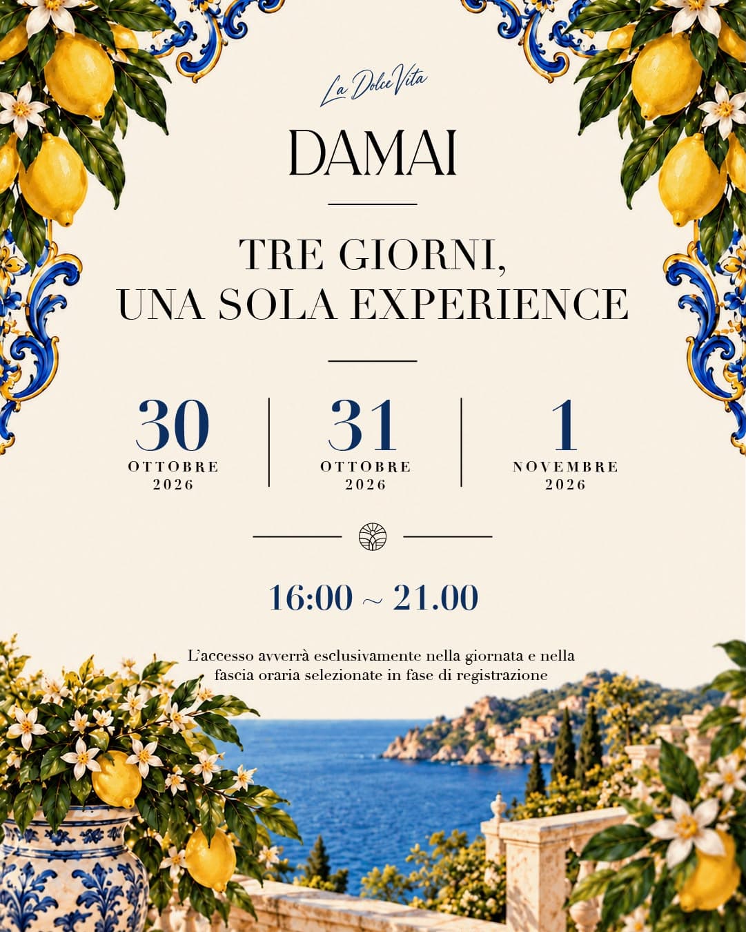 Tre giornate Open Days: 30 ottobre, 31 ottobre e 1 novembre 2026, dalle 16 alle 21
